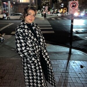 Haithe Brushed Checked Belted Coat